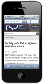 Mobile web version of CSP site