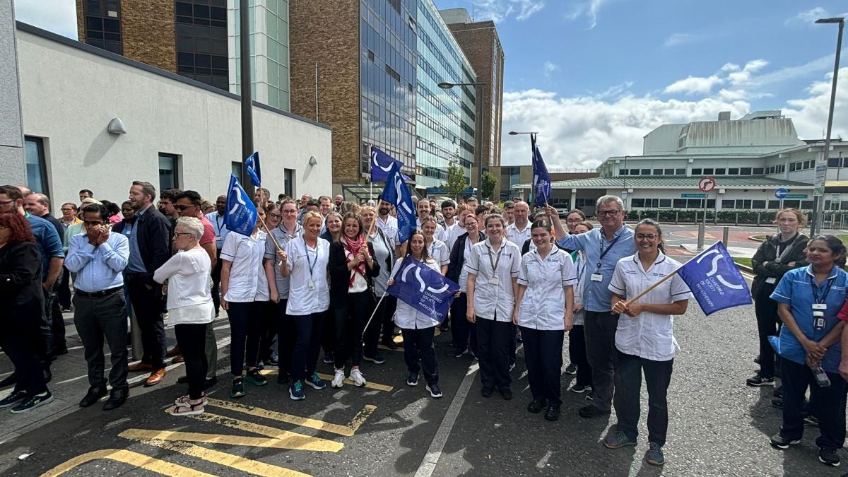 CSP staff and members from Western Trust protesting againsts hate crimes and racism in Northern Ireland