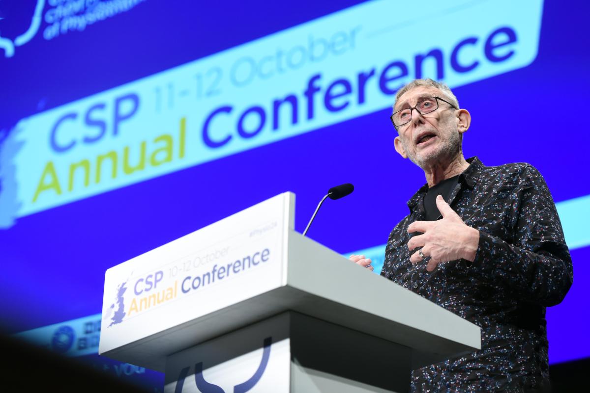 ​  Michael Rosen gives the CSP 2024 Founder's Lecture at the annual conference in Manchester today  ​